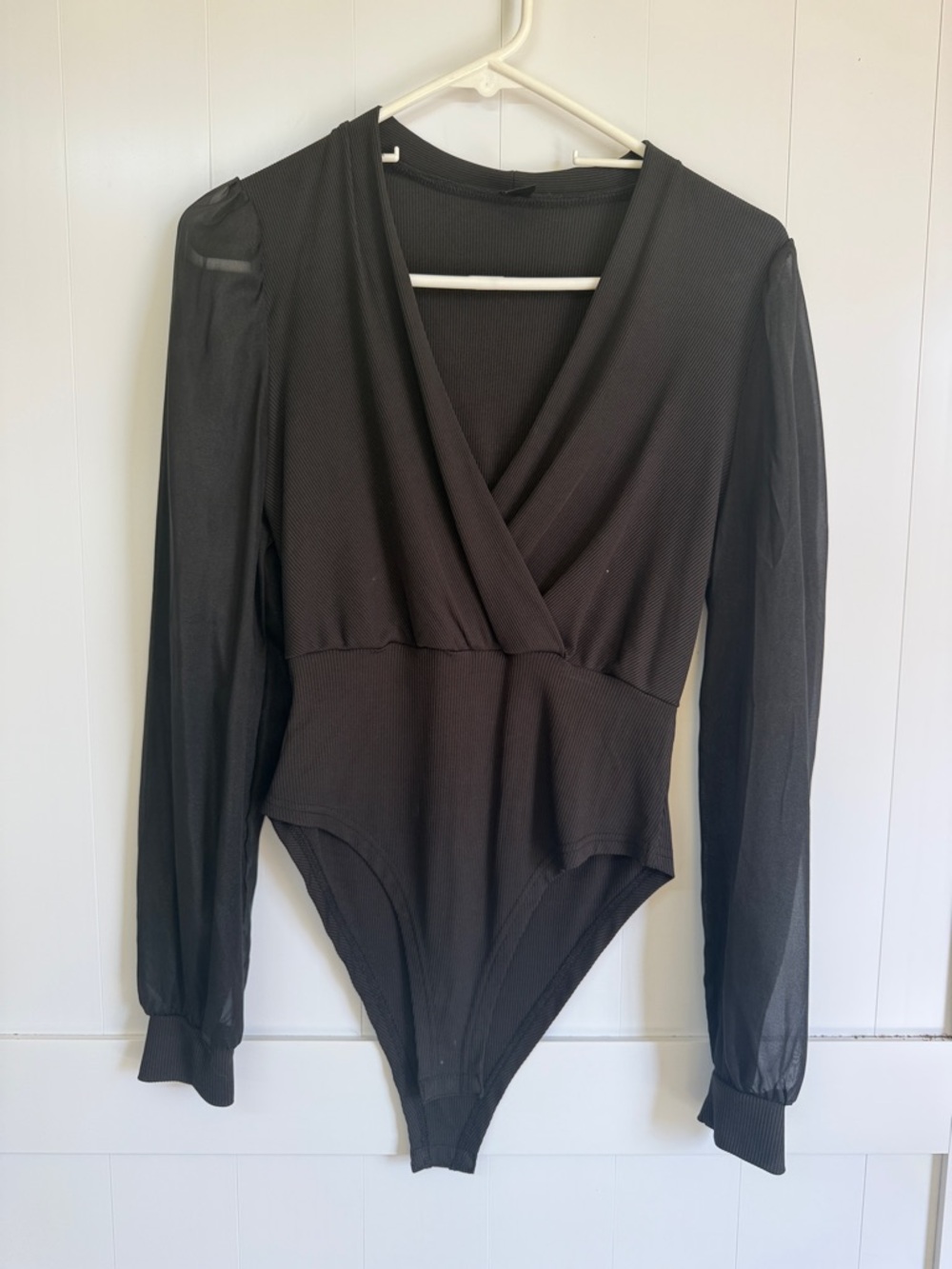 Black Sheer Sleeve Bodysuit